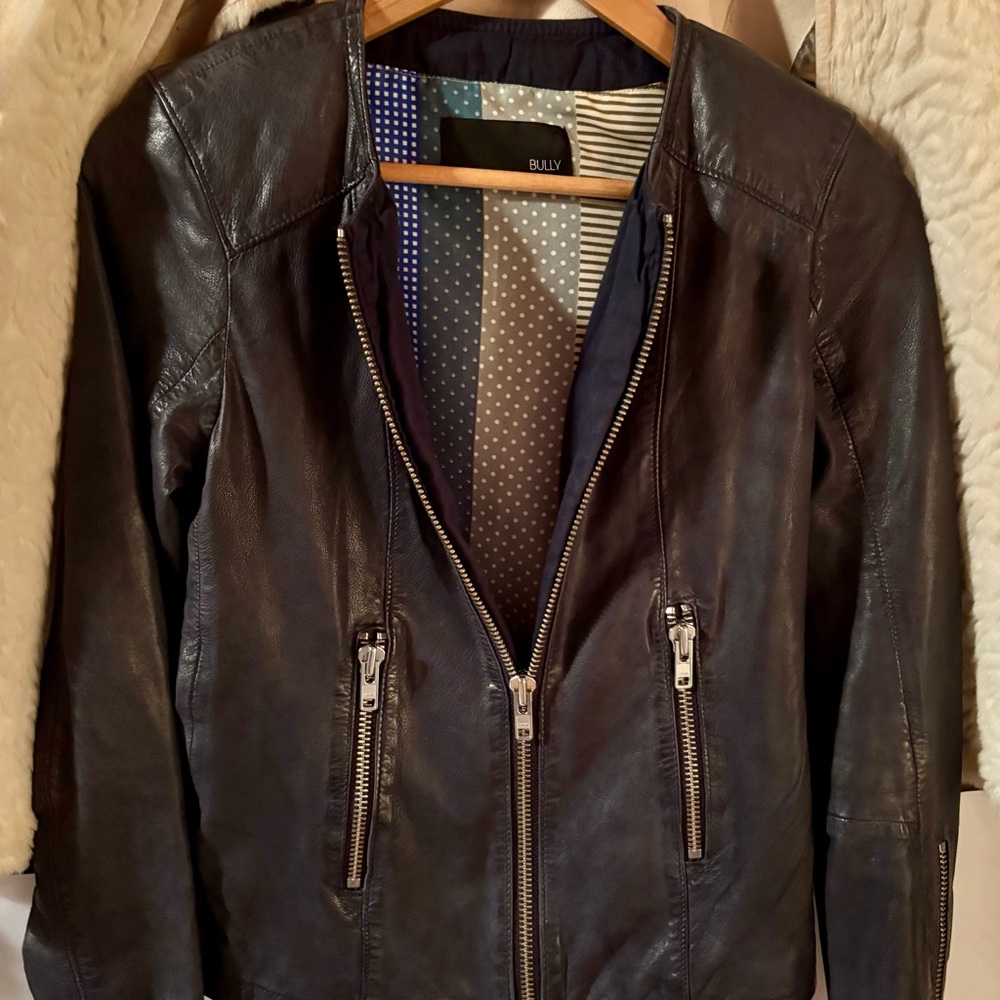 Bully brand Women's Black Italian Leather Jacket